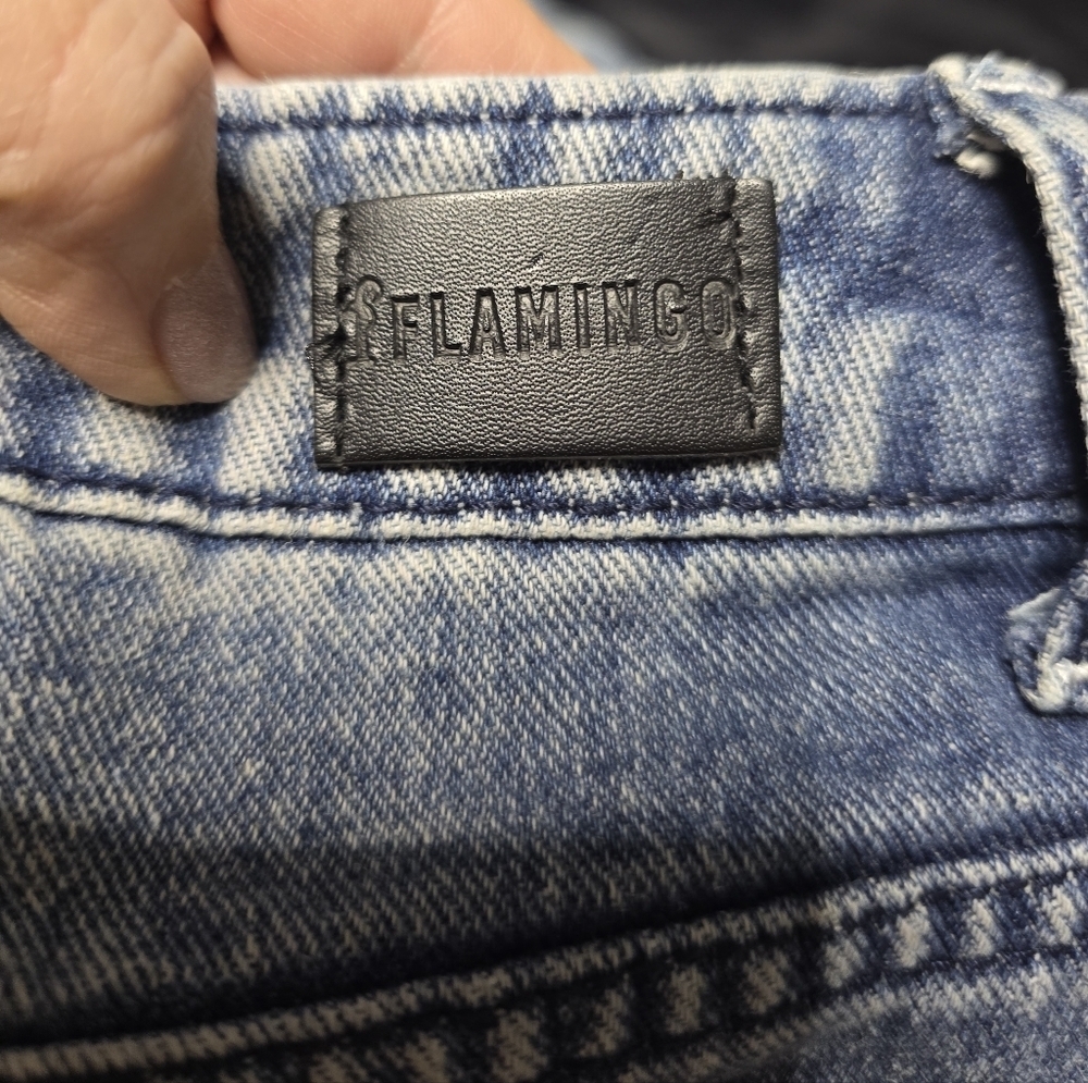 Flamingo Distressed Blue Jeans Size Large 12-14 - Picture 4 of 9